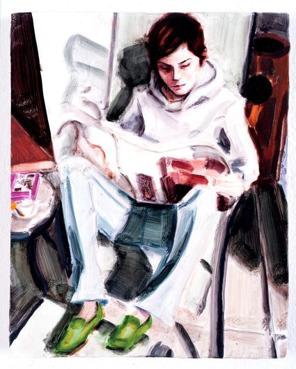 Elizabeth Peyton — EP reading (self-portrait)