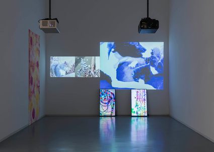 Hilary Lloyd — Robot; Origami; Circle & Stars; Leaf & Stars; Tie-Dye (yellow and pink circles)
